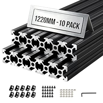VEVOR Profili in Alluminio Estrusione 1220 mm, Profilato in Alluminio Anodizzato 2020 10 pezzi con Scanalatura a T Normativa Europea, Profilo Estruso 2020 per Stampante 3D Macchina CNC Fai da te