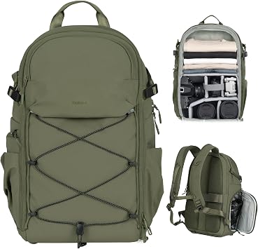 TARION Zaino Fotografico Leggero Borsa Fotografica Lite per Reflex Verde | 21L Zaino Fotografico Grande per Fotografia Urbana e Viaggi Compatibile con Sony Canon Nikon DSLR Mirrorless ROVE FX21