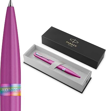 Parker Meridian Penna a sfera | Vernice d’uva con rifiniture arcobaleno | Punta media | Penna da scrittura e Materiali per Cancelleria | Inchiostro blu | Confezione regalo di lusso