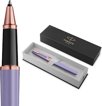 Parker Meridian Penna roller | Lacca lillà con rifiniture in oro rosa | Punta fine | Penna da scrittura e Materiali per Cancelleria | Inchiostro Nero | Confezione regalo di lusso
