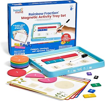 Learning Resources Set Magnetico Arcobaleno Frazioni con Vassio attività | Rainbow Frazioni, Cerchi, e Barre Magnetiche, Matematica Materiale Didattico per Scuola Primaria, Apprendimento visivo