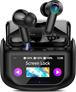 AI Cuffie Traduzione 4-in-1 Auricolari Cuffiette Traduttore Istantaneo | Vocale in 164 Lingue Cancellazione Rumore ANC/ENC 7 Modalità Traduzione Schermo Tattile LED Musica/Chiamate/Traduttore