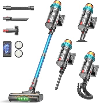 UNINELL HOME Aspirapolvere Senza Fili 600W/50kPa/70Min Per Animali/Tappeti | Scopa elettrica senza fili: antigroviglio, autoportante, display OLED, luce verde per tappeti, peli di animali e pavimenti