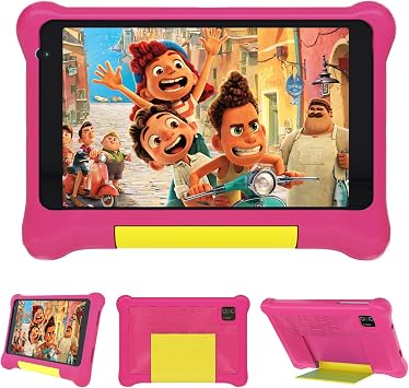 Gleeso Tablet Bambini 7 Pollici Android Tablet Controllo Parentale(Pink) | Kids Tablets 32GB+128GB TF, Kids Pre-Installato, Doppia Fotocamera,Tablet con Protettiva Antiurto Custodia
