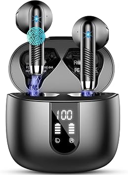 Drsaec Cuffie Bluetooth 5.4 Auricolari Bluetooth con App Personalizzato | 6D Stereo/6 ENC Mic/56Ore Cuffie Wireless In Ear Riduzione Rumore Cuffie Senza Fili Impermeabili Cuffiette per iOS/Android