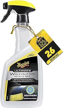 Meguiar’s Ultimate Waterless Wash & Wax, Shampo a Secco per Auto e Moto – Lavaggio Rapido e Delicato, Lascia una Barriera di Cera Lucida, 768 ml, G3626EU