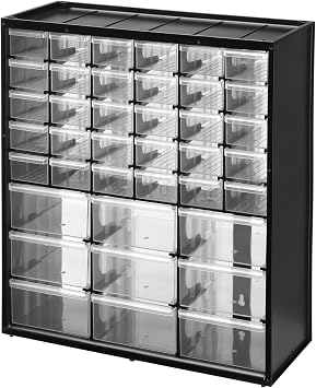 STANLEY Cassetta multiuso con 39 cassetti, 1-93-981 | Telaio in resina resistente, montabile a parete, impilabile per un sistema di stoccaggio modulare completo.
