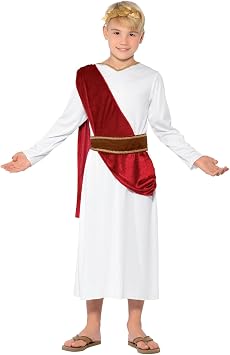 Smiffys Costume Antico Romano, bianco, con Veste, Cinta e Copricapo Halloween