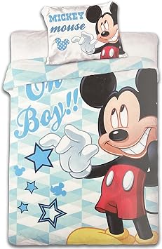Disney Topolino Lenzuola double-face per bambini, 100 x 135 cm, 100% cotone (M05)