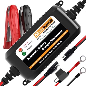 MOTOPOWER MP00206A 12V 1.5Amp Caricabatterie/Mantenitore completamente automatico per auto, moto, ATV, camper, Powersports, barche e altro. Intelligente, compatto ed ecologico