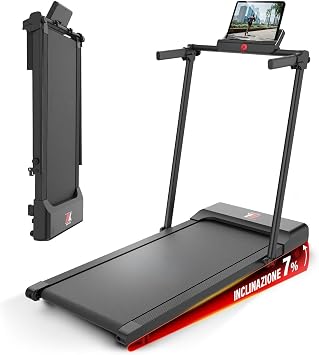 YM Tapis Roulant Salvaspazio 12 km/h, Marchio ITALIANO, Inclinazione, Programmi, Display, Supporto Tablet e Smartphone, Telaio Robusto, Elettrico, Pieghevole, ASSISTENZA e GARANZIA ITALIA Your Move