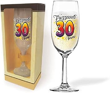 BICCHIERE 30 ANNI Flute vetro Gadget idea regalo festa 30° Compleanno