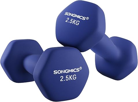 SONGMICS Set di 2 manubri esagonali con rivestimento in neoprene, per allenamento, fitness, casa