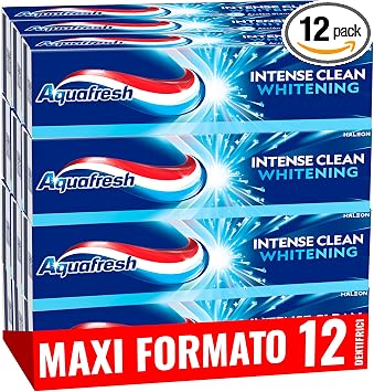 Aquafresh Intense Clean Whitening, Dentifricio Sbiancante, 12 x 75 ml