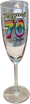 Dor BICCHIERE 70 ANNI Flute vetro – Gadget Idea Regalo Festa 70° Compleanno