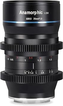 SIRUI 35 mm Obiettivo anamorfico F1.8 1,33X Obiettivo cinematografico APS-C per connettore M4/3 (SR-35M) per GH5, GH6, BMPCC, Blackmagic, Olympus
