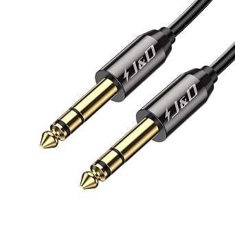 J&D 6,35 mm a 6,35 mm Cavo, Oro-Placcato [Copper Shell] [Robusto] 6,35mm (1/4 pollice) Maschio TRS a 6,35mm (1/4 pollice) Maschio TRS Adattatore Audio Stereo Cavo (0.9 Meter)