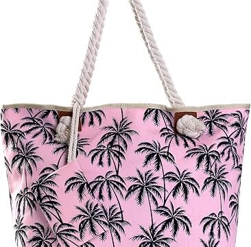 DonDon Grande borsa da spiaggia idrorepellente con cerniera Borsa a tracolla Shopper