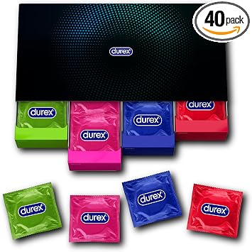 Durex Surprise Me Kit di Preservativi Assortiti, Sottili con Rilievi e Nervature, 40 Profilattici