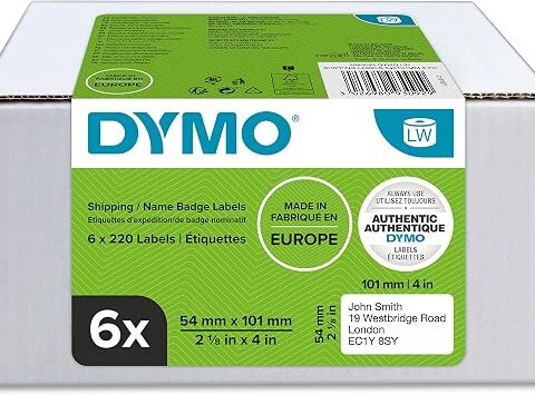 DYMO LW etichette originali grandi per spedizioni | 54×101 mm | 6 rotoli da 220 etichette facili da staccare (1.320 pezzi) | autoadesive | per etichettatrici LabelWriter