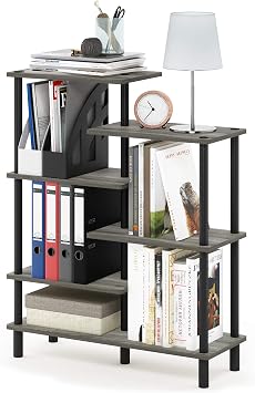 Furinno Turn-N-Tube Espositore con accento a 6 livelli, Rovere Francese/Nero