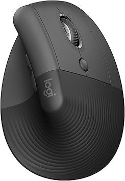 Logitech Lift Mouse Ergonomico Verticale | Senza Fili, Bluetooth o Logi Bolt USB, Clic Silenziosi, 4 Tasti, Windows / macOS / iPadOS, Laptop, PC – Grigio