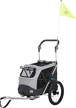 TRIXIE – Rimorchio per bicicletta, funzione di piegamento rapido | Riflettente e pieghevole grazie alla funzione di piegatura rapida, con cuscino integrato e guinzaglio per un comodo trasporto