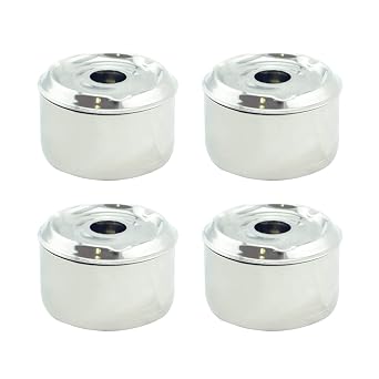 Hostelnovo – Confezione da 4 posacenere d’acqua con coperchio – Accessorio per fumatori antiodore e fumo – Dimensioni 9 x 7 cm – Portatile e Ideale per esterni e terrazze – Acciaio inossidabile