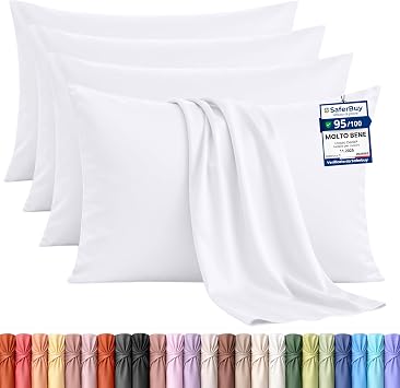 Utopia Bedding – Federe Set Di 4 Copricuscino – 50 x 75 cm – Bianco | Poliestere – Morbida Spazzolata Microfibra Federe Con Chiusura A Busta