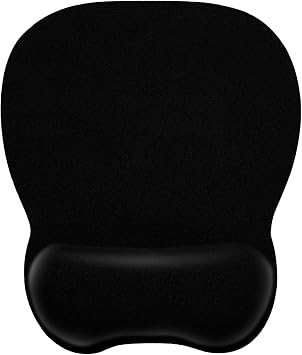 EooCoo Tappetino Mouse Ergonomico, Mouse Pad Gaming e Ufficio, Nero | Tappetino Scrivania con Poggiapolsi, Tocco Morbido, Base Antiscivolo, Lavabile, Accessori Scrivania per Tutti i Mouse