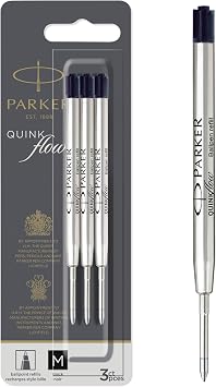 Parker QUINKflow ricariche inchiostro per penne a sfera | punta media | nero | 3 pezzi