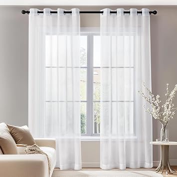 Deconovo Tende Soggiorno Moderne 2 Pezzi Trasparenti in Voile per Cameretta Bambini Interni 140×260 CM Bianco