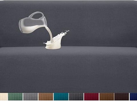 Granbest Copridivano Impermeabile Monopezzo Alto Elasticizzato Copridivano AntiGraffio Antiscivolo Divano Protector Tessuto Jaquard Spandex (3 posto, Grigio)