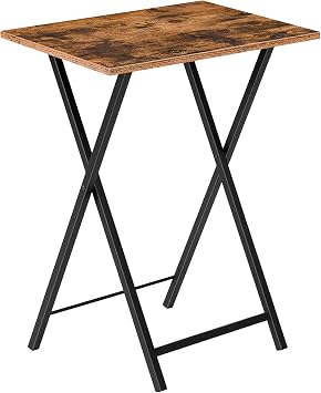 HOOBRO Tavolino, Tavolini per Spuntini, Pieghevoli Tavolo, Accanto al Divano, Stile Industriale, per Spazio Stretto, Struttura Stabile, Montaggio Facile, Marrone Vintage EBF15BZ01