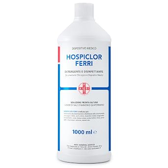 AIESI® Disinfettante pronto uso (1000 ml) per strumenti e dispositivi medici a base di benzalconio cloruro HOSPICLOR FERRI