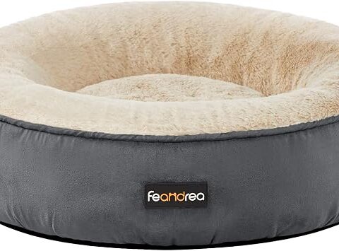 Feandrea Cuccia per Cani, a Forma di Ciambella, 50 cm, Grigio Scuro PGW050G02