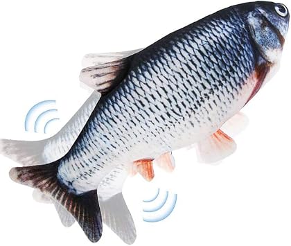 Nepfaivy Giocattolo Interattivo per Gatti, Pesce Elettrico con Erba Gatta, Simulazione Realistica del Pesce Che si Muove, Carpa