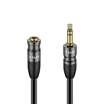 J&D Cavo Prolunga 1,8M Audio Jack 3,5mm Cavo Audio Stereo AUX da 3,5 mm (1/8″) Maschio a Femmina Cuffie Prolunga Compatibile per iPad, Tablet, iPod, MP3, Placcato Oro Guscio in Rame