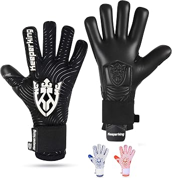 Keeperking Guanti da portiere per adulti, da calcio, da uomo, cuciture interne, impugnatura professionale, 4 mm, vestibilità sicura, unisex, Jonior, varie misure e colori