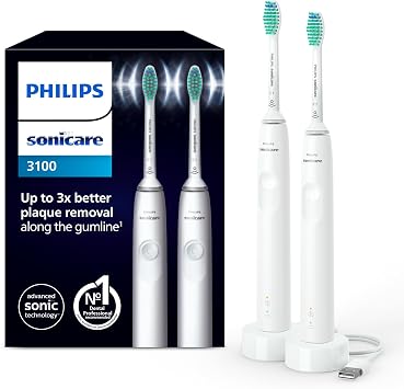 Philips Sonicare Serie 3100 Spazzolino Elettrico Sonico, Tecnologia sonica, Bianco (modello HX3675/13)