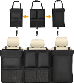URAQT Organizzatore per bagagliaio auto, staccabile, organizer per auto, super capacità, pieghevole, multiuso, con 7 tasche, cinghia regolabile per SUV ecc