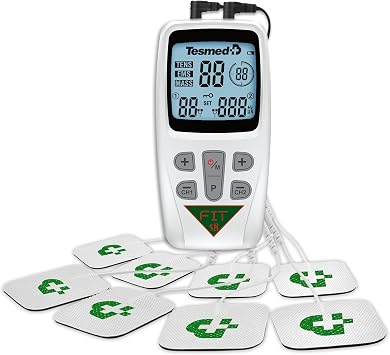 TESMED Fit 5.8 Elettrostimolatore EMS, TENS e Massaggio | Dispositivo 3-in-1 con 22 programmi, 6 personalizzabili, per dolori localizzati e addominali, glutei e pettorali.