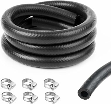 URAQT Kit Tubo Benzina 1 Metri Ø 6mm, Tubazioni e Tubi per Alimentazione Moto, Linea Gas Carburante con 6pcs Fascette Stringitubo, Tubazioni Benzina per Trasporto Benzina, Cherosene, Diesel, Olio