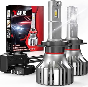 KATUR Lampadine H7 LED 110W, 20000LM 6000K-6500K Xenon Bianco IP65 Impermeabile Kit Lampade LED H7 Fari Abbaglianti o Anabbaglianti Per Auto(2 Pezzi)