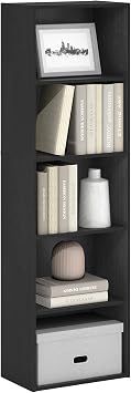 Furinno Luder Libreria a ripiani aperti a colori reversibili a 5 livelli, Legno Nero