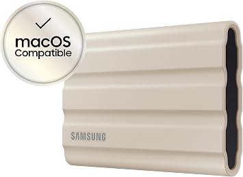 Samsung MU-PE2T0K/EU T7 Shield SSD Portatile da 2TB, USB 3.2 Gen.2, beige, compatibile con Mac, iPhone e iPad