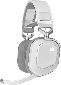 Corsair HS80 RGB WIRELESS Cuffie da Gioco Multipiattaforma — Bianco | PC, Mac, PS5, PS4, Dolby Atmos, Microfono Omnidirezionale, Compatibile con iCUE