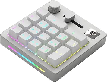 GLORIOUS Gaming GMMK Macro Numpad – Wired or Bluetooth-Wireless, Premium Aluminium, Customisable, Programmable Slider & Rotary Knob, RGB, Linear Switches, 18x ABS Doubleshot Keycaps – White Ice