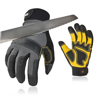 Vgo… Guanti Lavoro Antitaglio EN388 Level C A3, Guanti Lavoro Uomo per Intaglio Edlizia Motosega Antivibrazione Resistente al Taglio 360°
