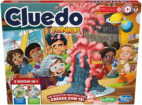 Hasbro Gaming Cluedo Junior, Gioco da Tavolo 2 in 1 con Tabellone Fronte-Retro, Gioco di Investigazione, Per Bambini e Bambine dai 4 Anni in Su, per 2-6 Giocatori